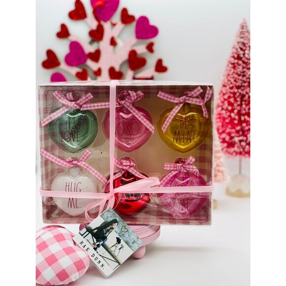 Rae Dunn Assorted Valentine Ornaments 6 pc - Picture 1 of 2